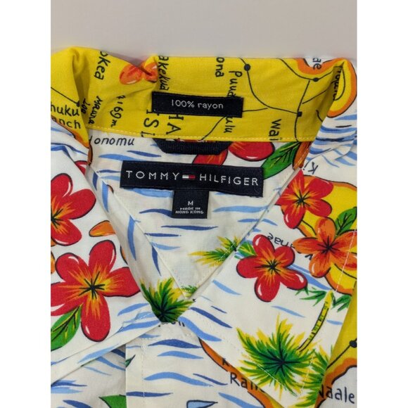 Vintage Tommy Hilfiger Hawaiian Shirt Mens AOP Casual Beach Party M Medium - Picture 5 of 8